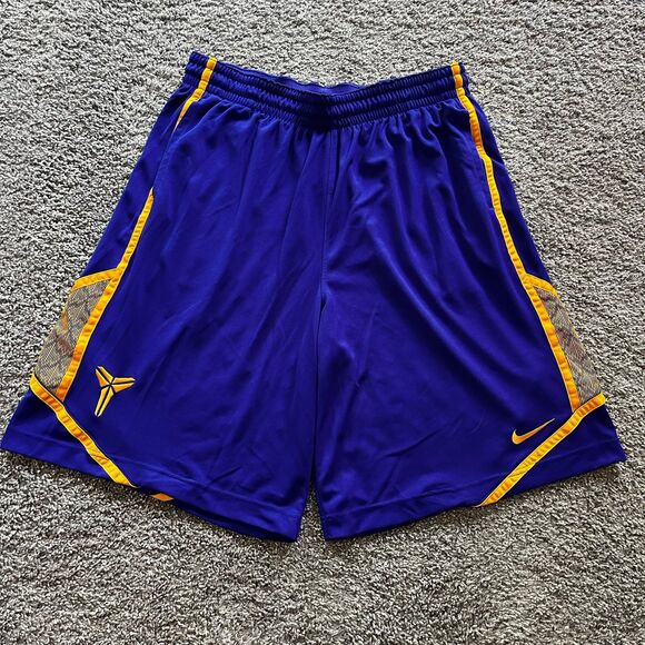 Nike Kobe Bryant Basketball Shorts Mamba Lakers Blue Yellow Mens 2XL Dri-Fit NBA - Picture 1 of 11
